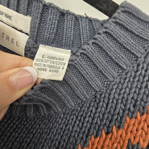 Vtg 90s Y2K Henry Grethel Aztec Sweater Men LG Gray Geometric Dad Grandpa Chunky - Picture 5 of 10